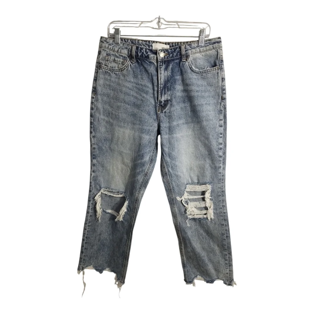 Vervet Blue Melody 90's Vintage High Rise Relaxed Non Stretch Crop Boho Jean 30 - Picture 4 of 10